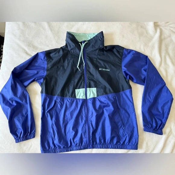 columbia lightweight blue navy breathable full zip jacket windbreaker women’s m - Picture 4 of 10